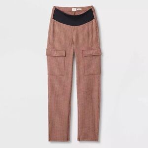 A New Day Women's Adaptive Seated Fit Pants, Brown Plaid - NWT
